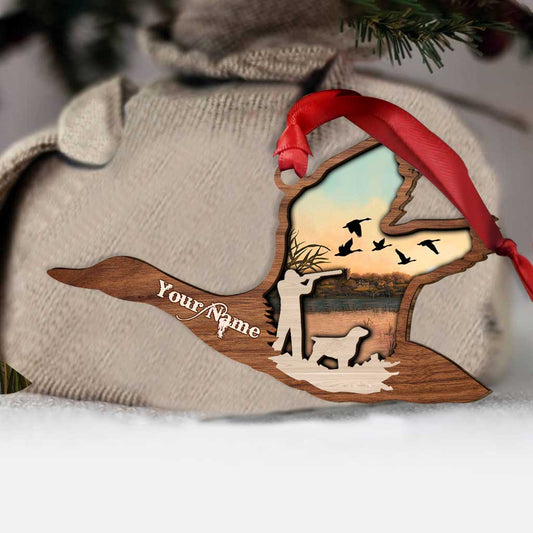 Hunting Duck - Personalized Christmas Hunting Layered Wood Ornament