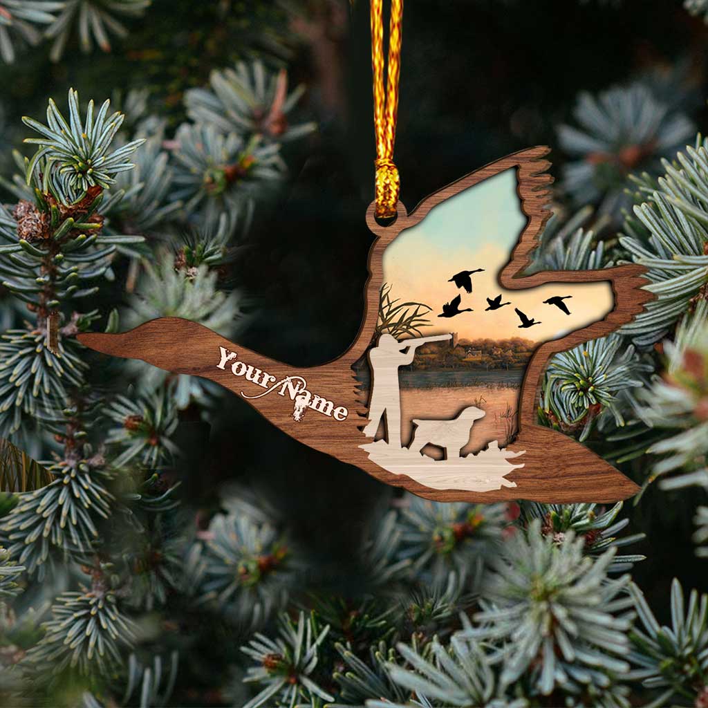 Hunting Duck - Personalized Christmas Hunting Layered Wood Ornament