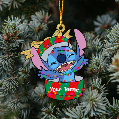 Ohana Surprise Christmas Gift - Personalized Christmas Ohana Ornament (Printed On Both Sides)