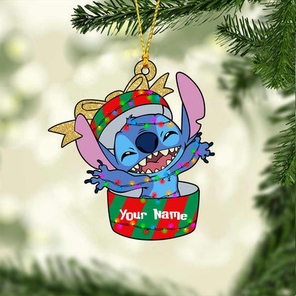 Ohana Surprise Christmas Gift - Personalized Christmas Ohana Ornament (Printed On Both Sides)