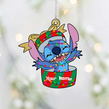 Ohana Surprise Christmas Gift - Personalized Christmas Ohana Ornament (Printed On Both Sides)