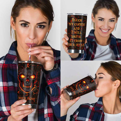 Touch My Coffee - Skull Personalized Tumbler