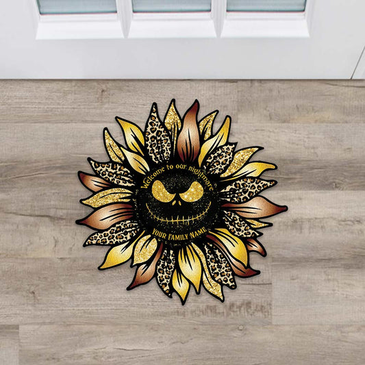 Welcome To Our Nightmare - Personalized Shaped Doormat