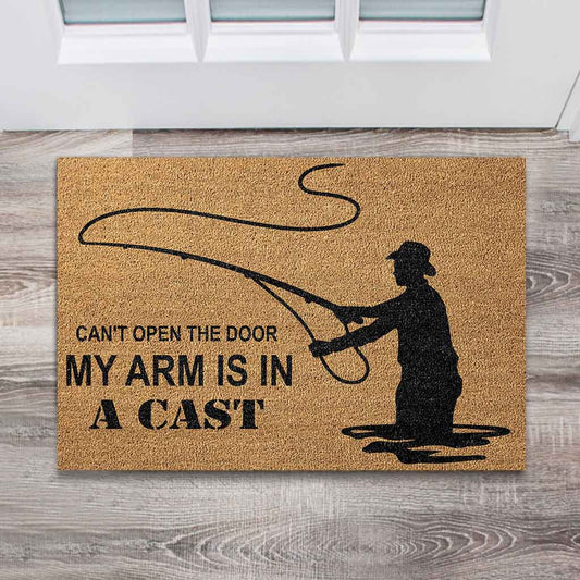 Can't Open The Door - Fishing Coir Pattern Print Doormat