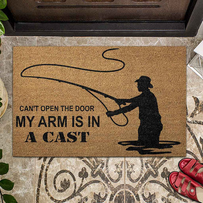 Can't Open The Door - Fishing Coir Pattern Print Doormat