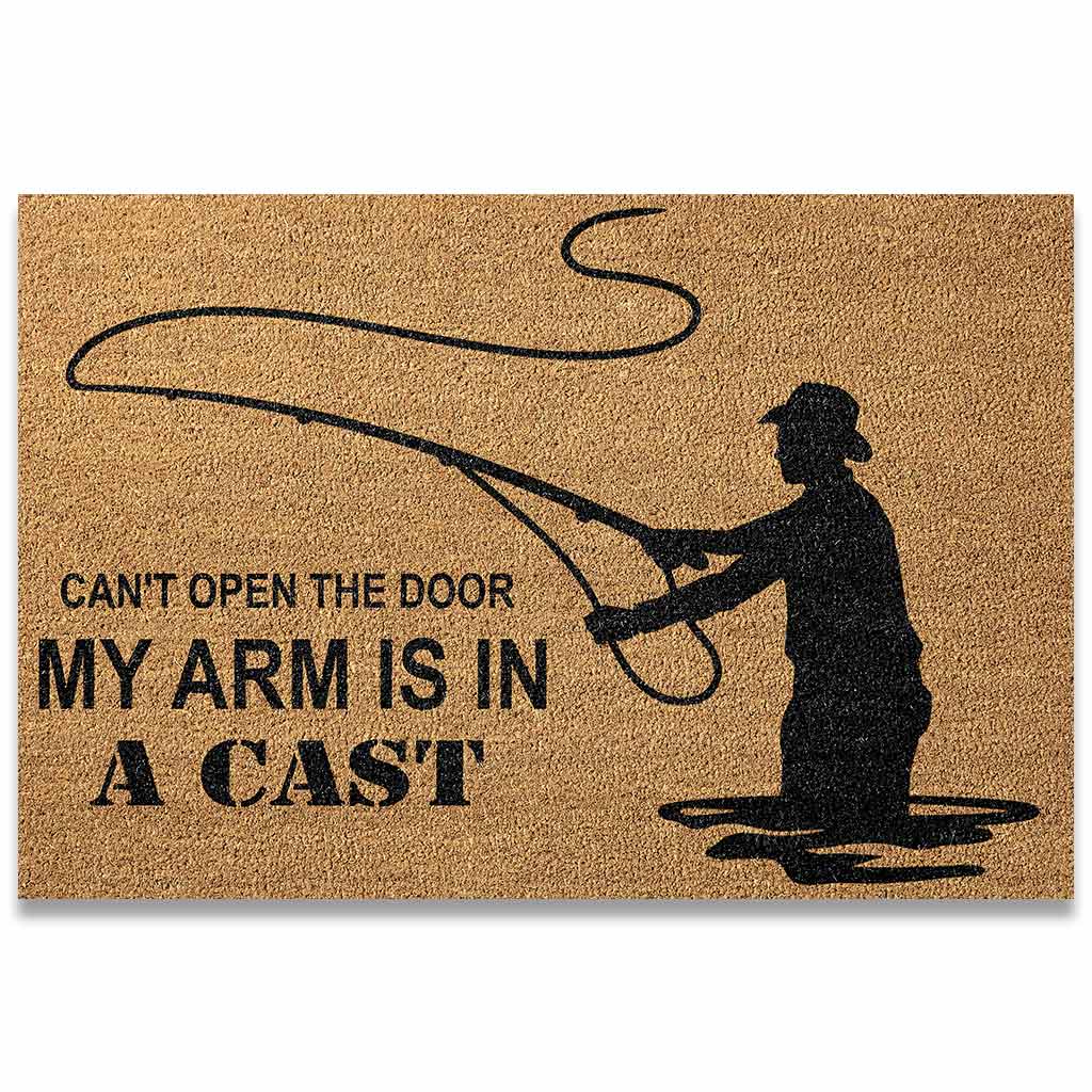 Can't Open The Door - Fishing Coir Pattern Print Doormat