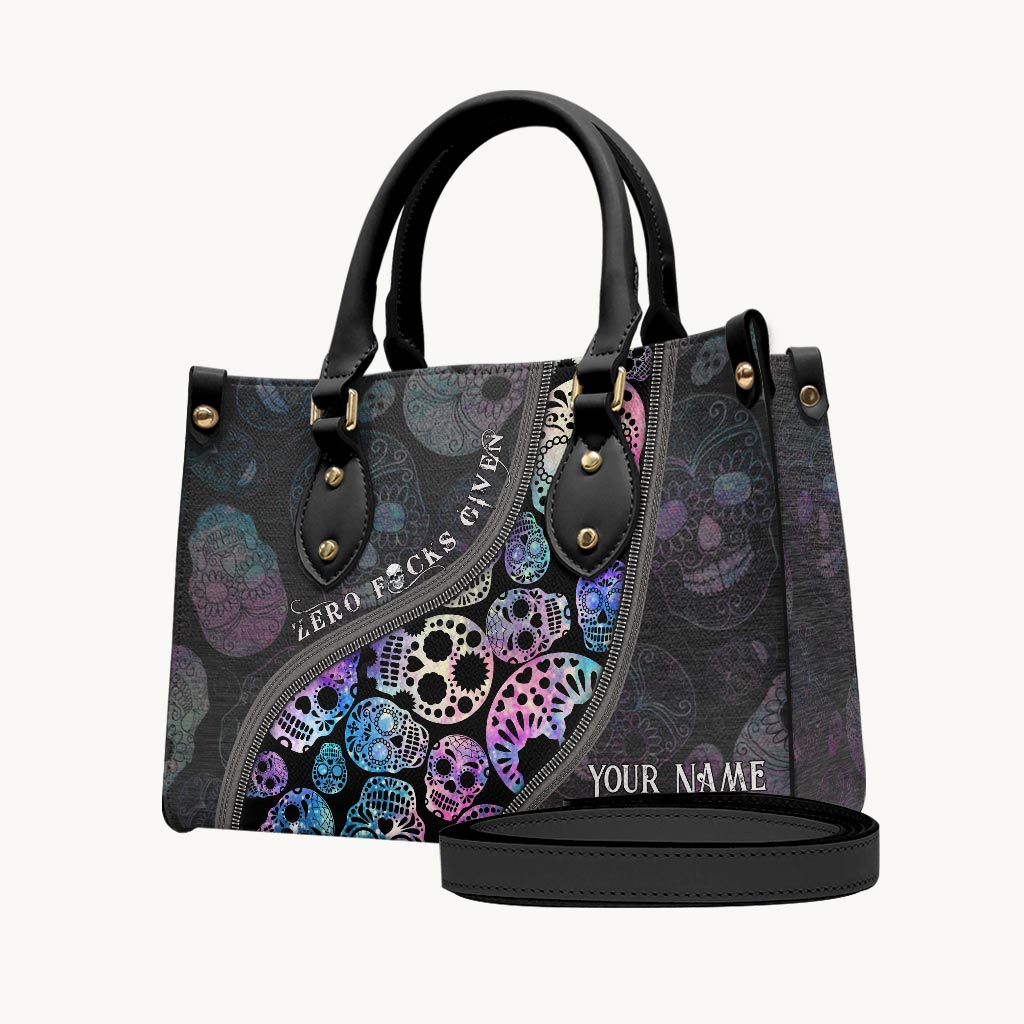 Zero F Given Colorful Sugar Skull - Personalized Skull Leather Handbag