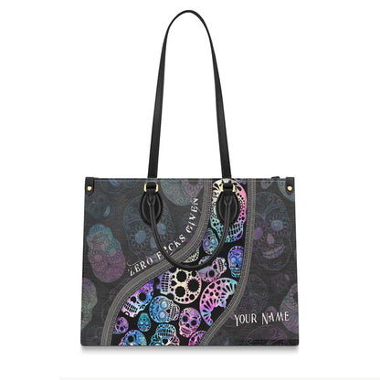 Zero F Given Colorful Sugar Skull - Personalized Skull Leather Handbag