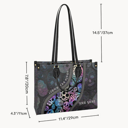 Zero F Given Colorful Sugar Skull - Personalized Skull Leather Handbag