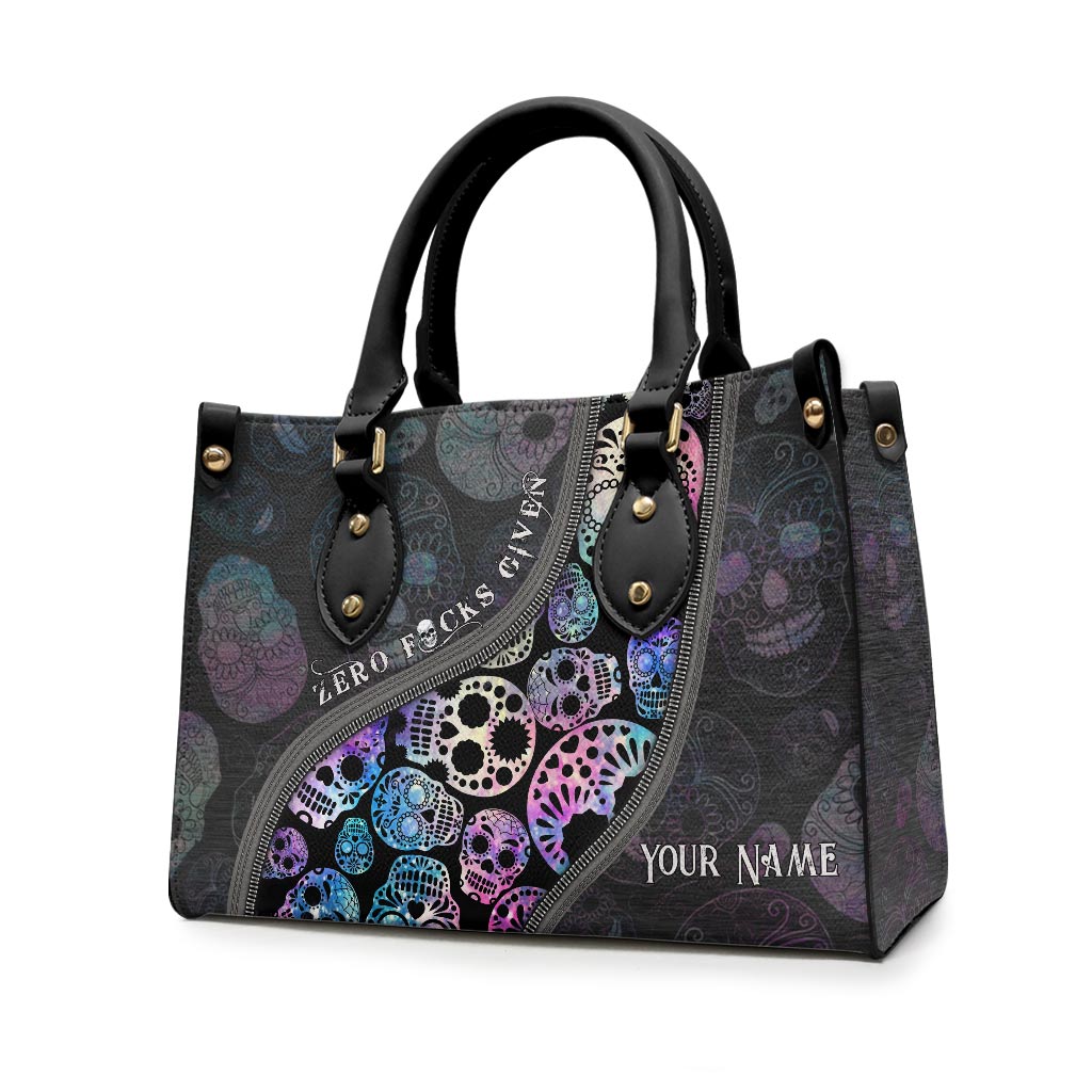 Zero F Given Colorful Sugar Skull - Personalized Skull Leather Handbag