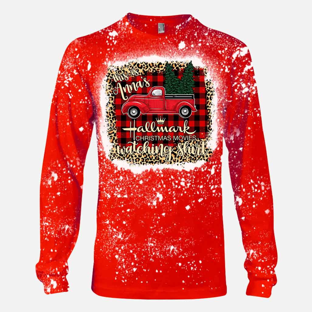 Christmas Movies Watching - Personalized Handmade Bleached Shirts