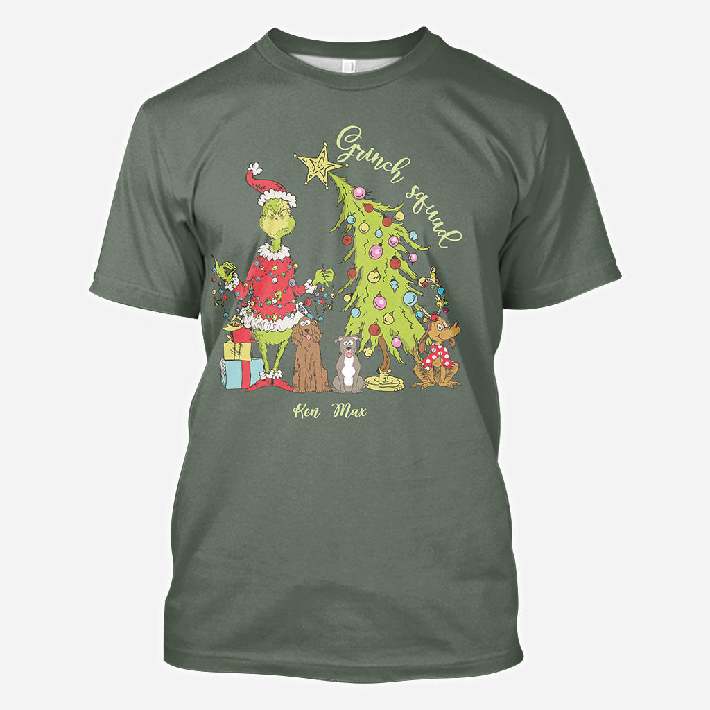 Merry Christmas Green Mischief Dog Cat - Personalized Dog All Over Shirt