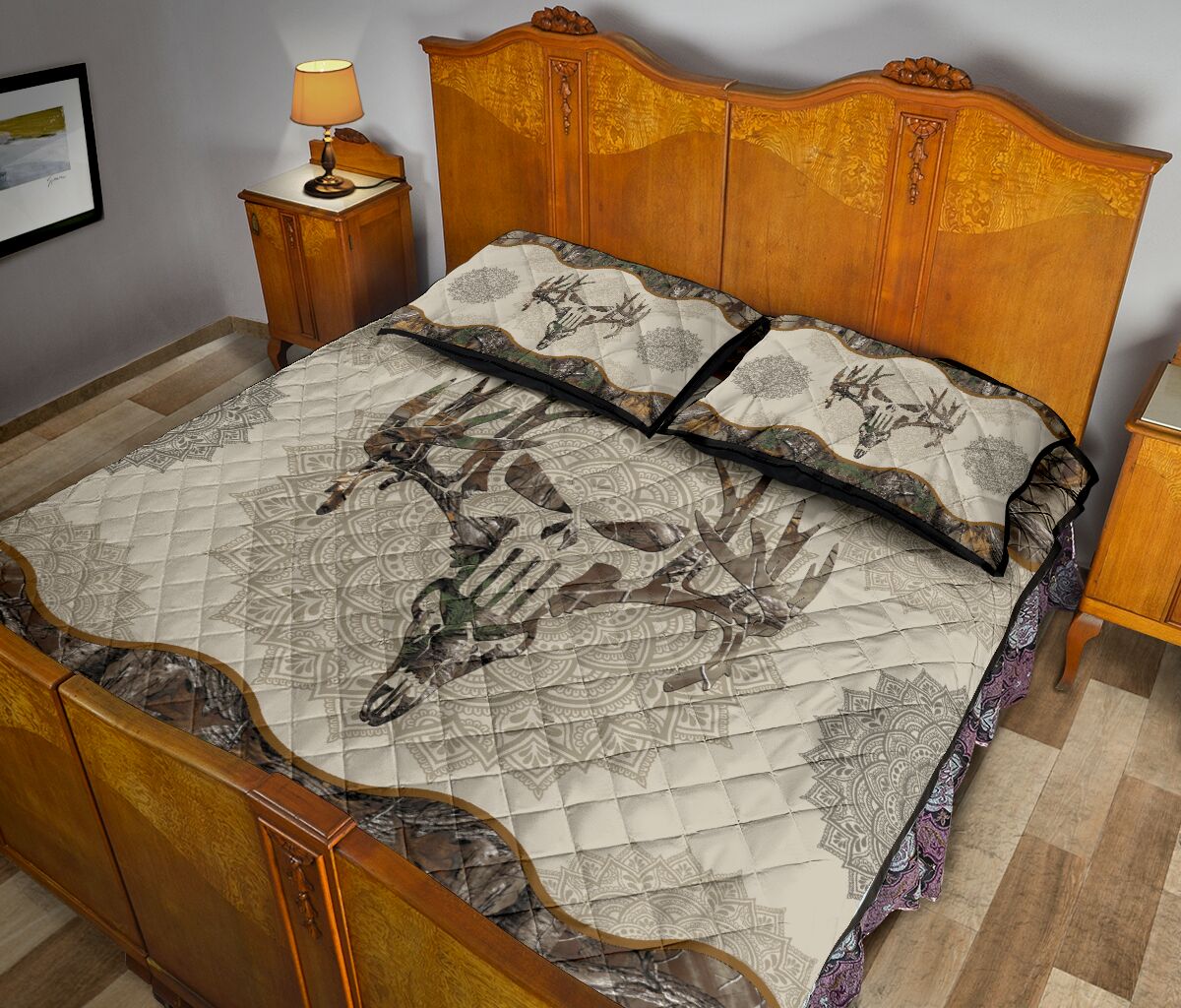 Camo Deer Skull Hunting  Quilt Set 0622