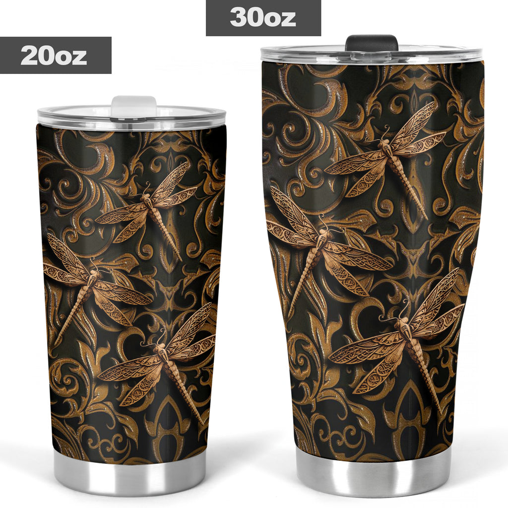 Dragonfly Tumbler With Faux Wood Print 0622