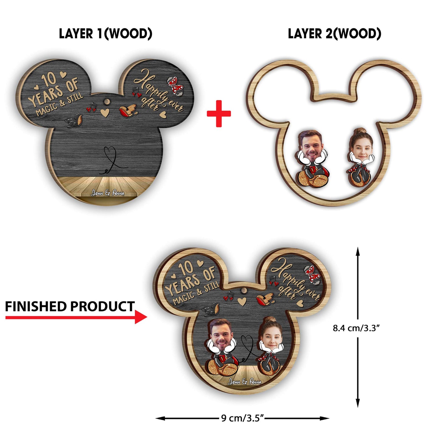 Years Of Magic - Personalized Mouse 2 Layered Piece Ornament