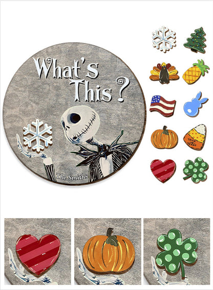 What's This Seasonal Charms - Personalized Nightmare Interchangeable Wood Sign