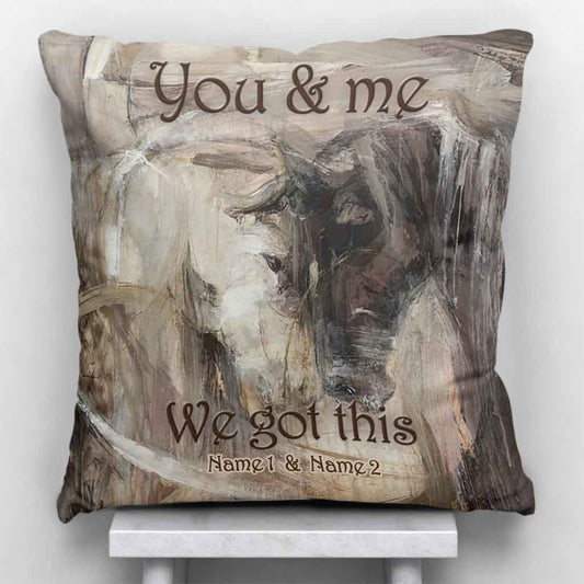 You And Me We Got This - Personalized Couple Horse Throw Pillow