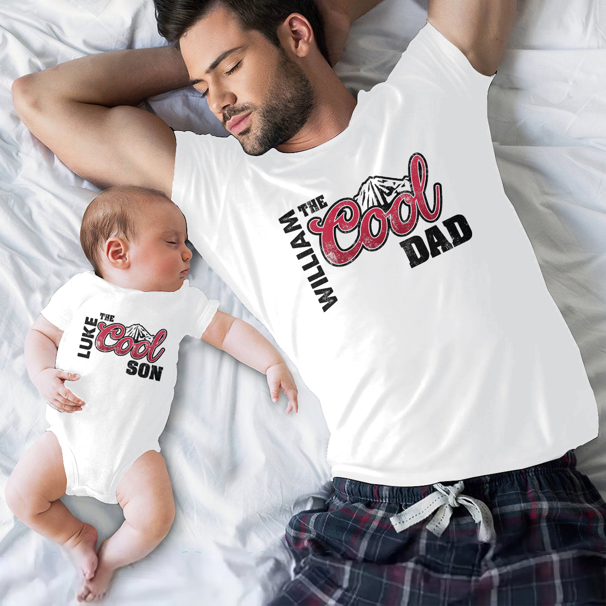 The Cool Dad - Personalized Father T-shirt And Baby Onesie