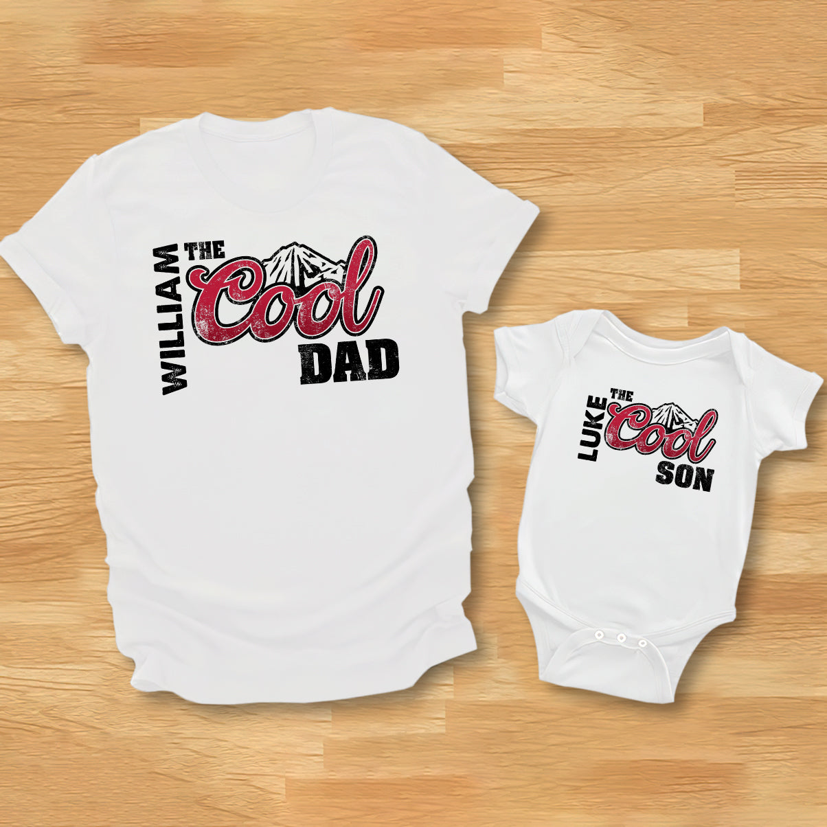 The Cool Dad - Personalized Father T-shirt And Baby Onesie