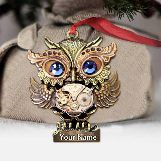 Gear Owl - Personalized Christmas Steampunk Ornament (Printed On Both Sides)