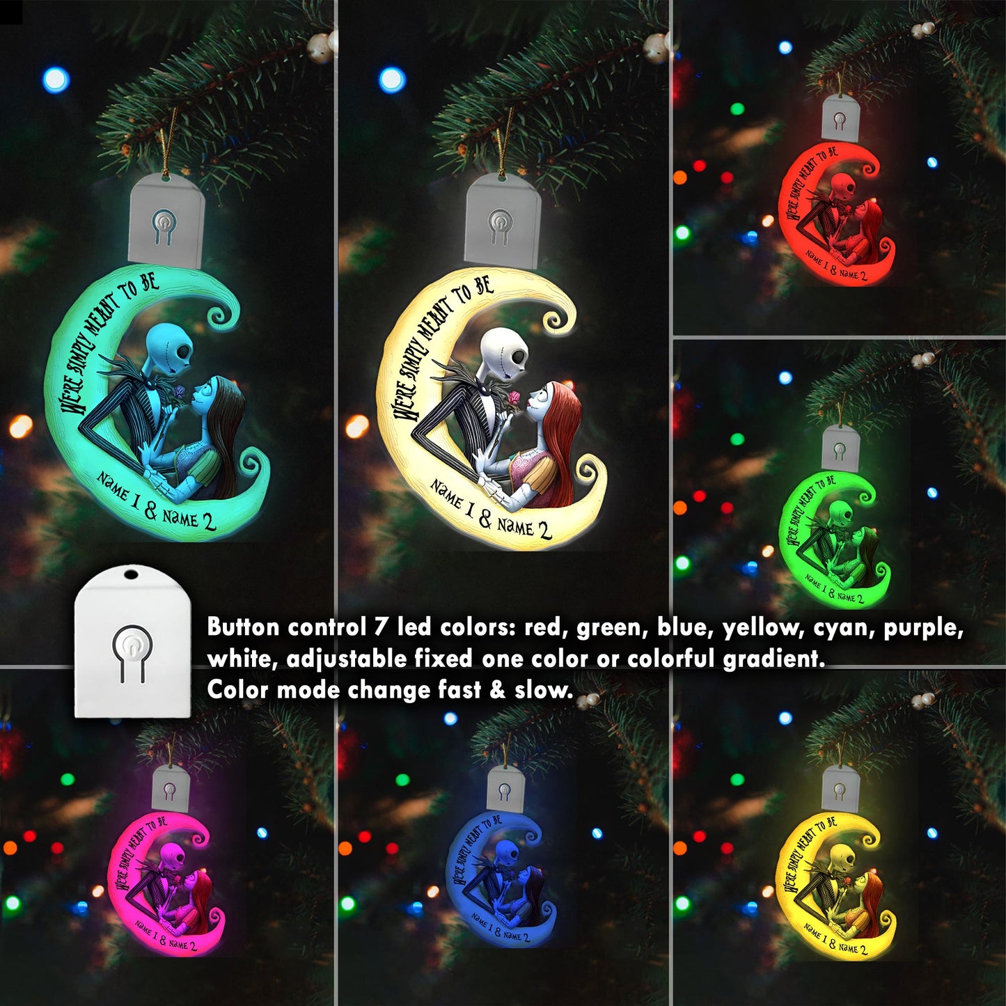 We're Simply Meant To Be - Personalized Christmas Couple Shaped Led Acrylic Ornament