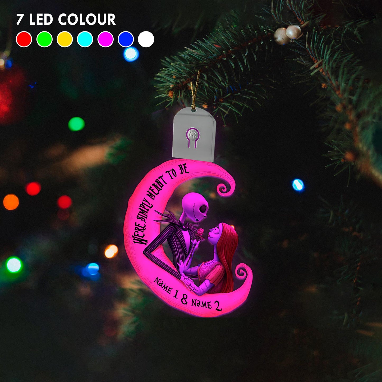 We're Simply Meant To Be - Personalized Christmas Couple Shaped Led Acrylic Ornament