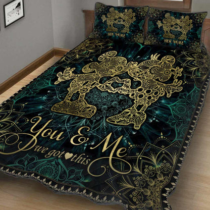 You And Me We Got This Mouse Ears Couple Mandala - Personalized Mouse Quilt Set