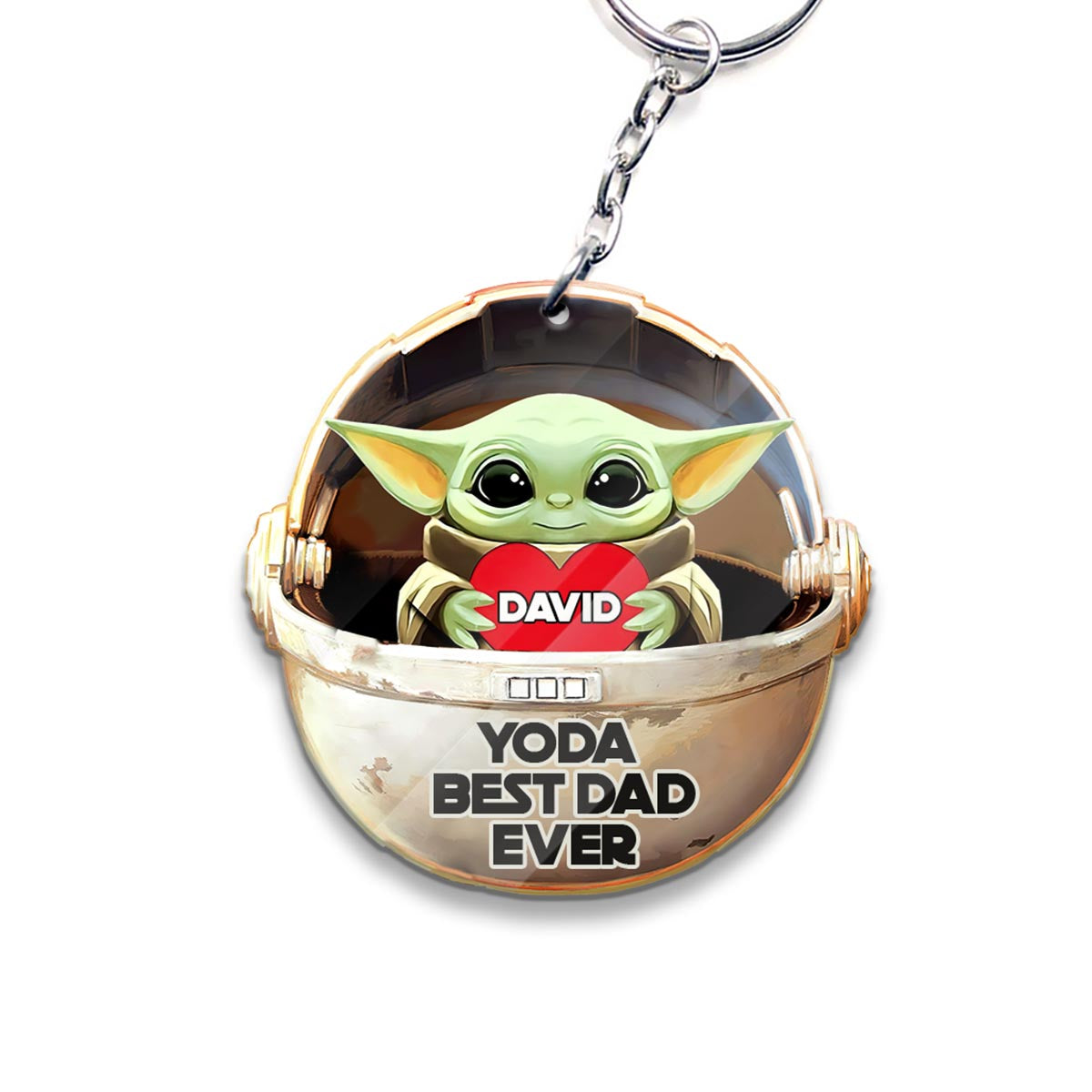 Yoda Best Dad - Personalized Father's Day The Force Keychain (Printed On Both Sides)