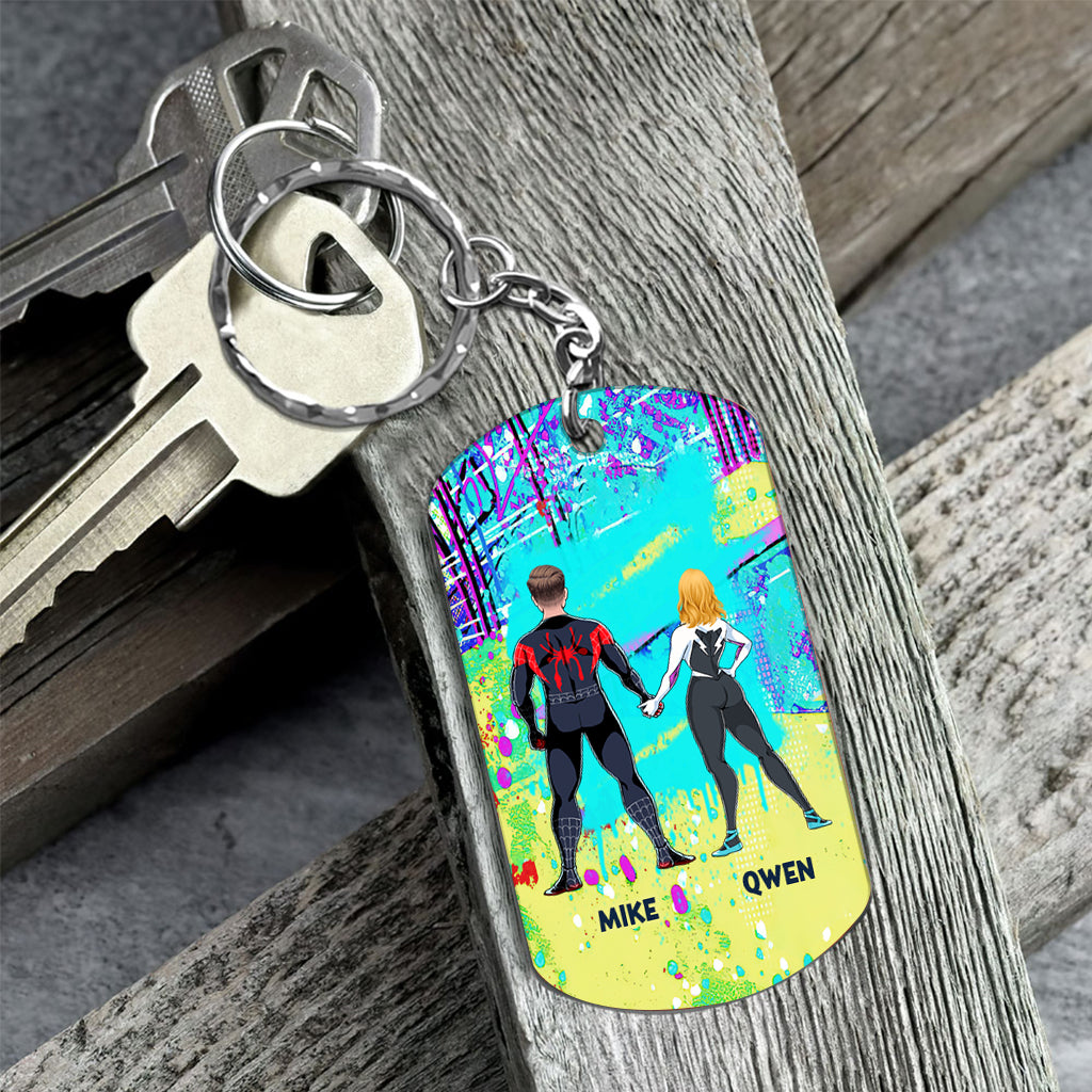 You And Me - Personalized Superhero Stainless Steel Keychain