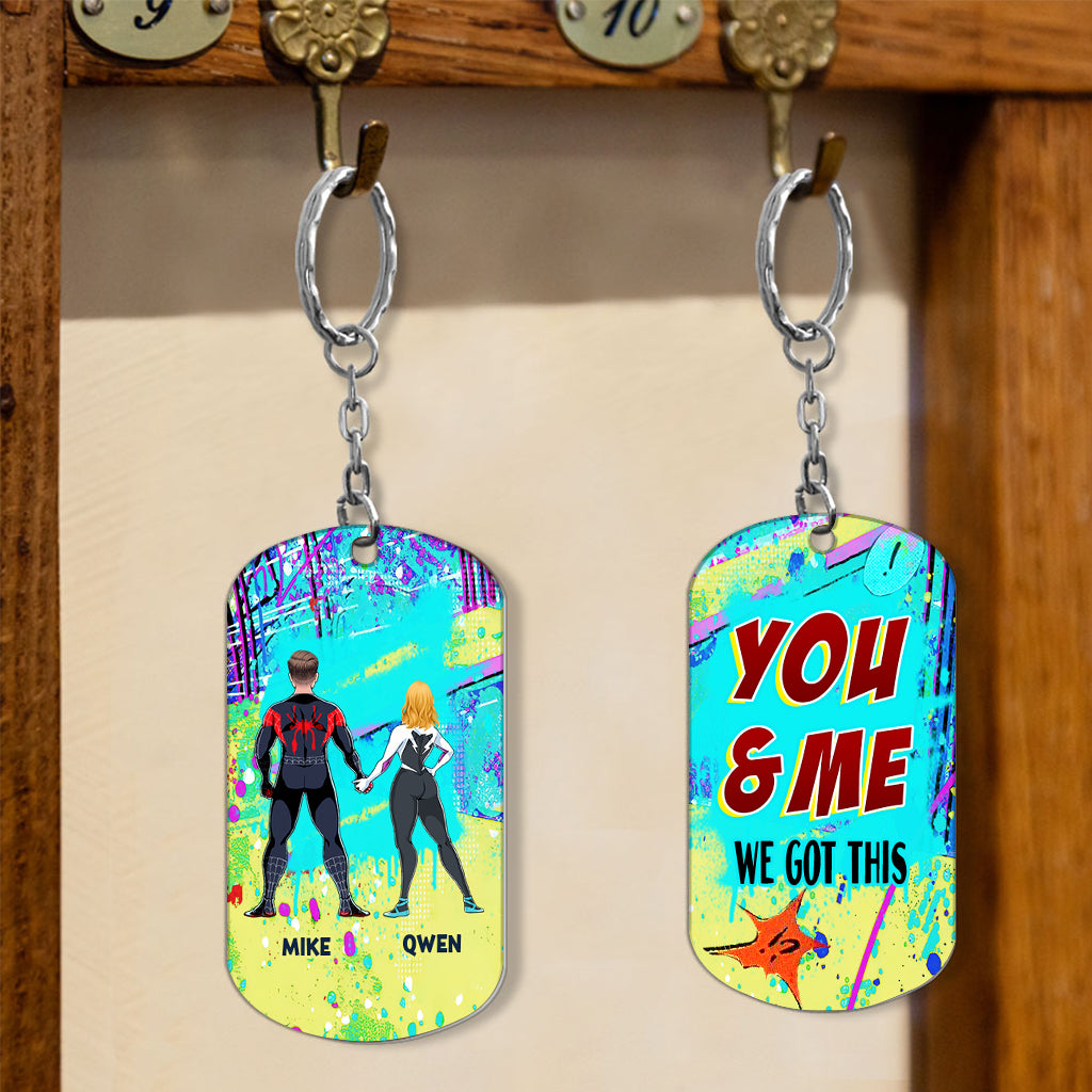 You And Me - Personalized Superhero Stainless Steel Keychain