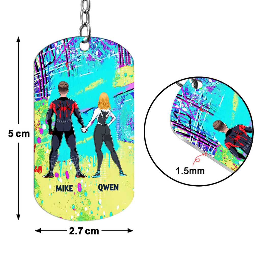 You And Me - Personalized Superhero Stainless Steel Keychain