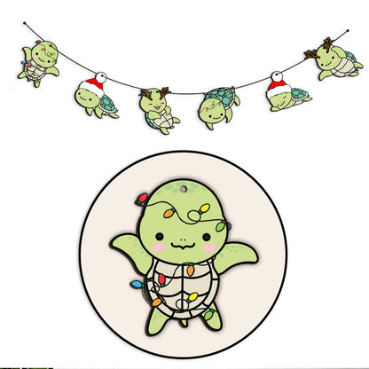 Cute Sea Turtles - Personalized Christmas Turtle 6 Pieces Garland