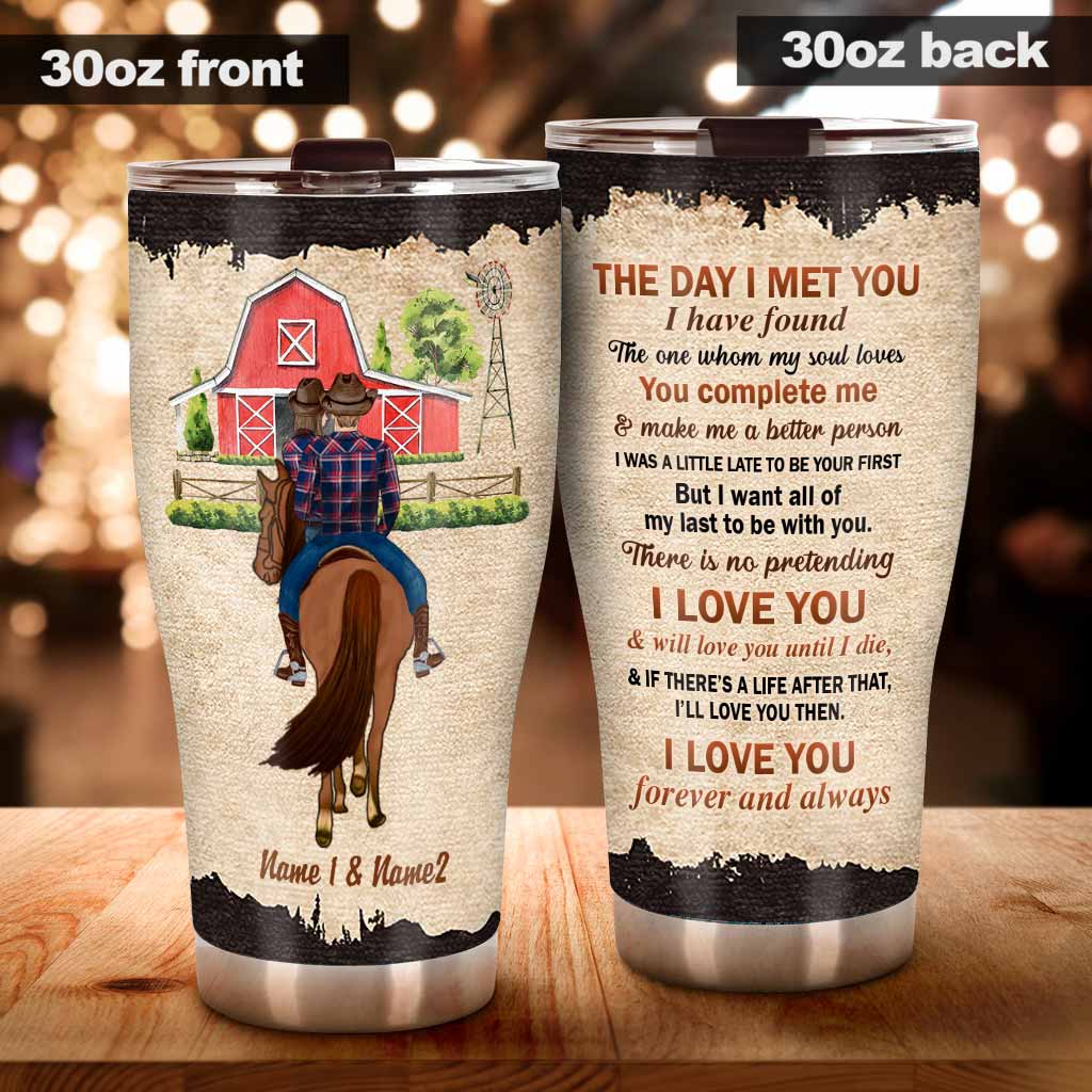 The Day I Met You - Personalized Couple Horse Tumbler