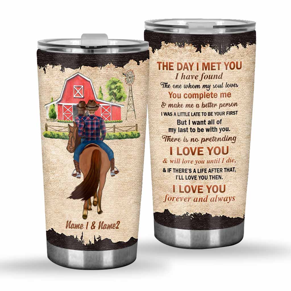 The Day I Met You - Personalized Couple Horse Tumbler