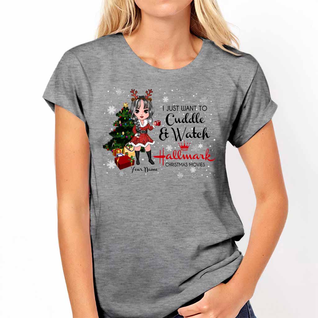 I Just Want To Cuddle And Watch Movies - Personalized Christmas T-shirt and Hoodie