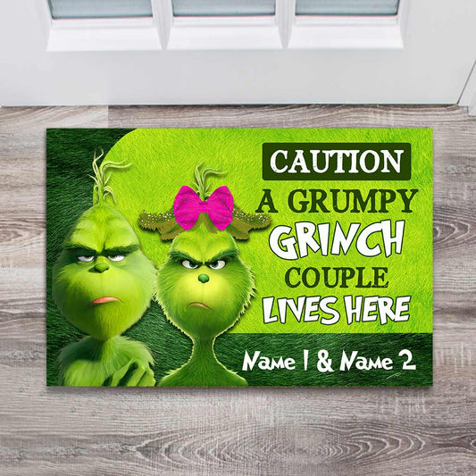 Grumpy Couple - Personalized Christmas Couple Doormat