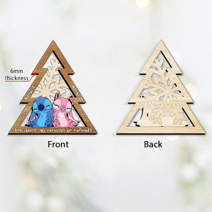 I'm Yours No Returns Or Refunds Ohana Snowflake - Personalized Christmas Ohana Layered Wood Ornament