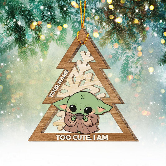 The Child Too Cute I Am Snowflake - Personalized Christmas The Force Layered Wood Ornament