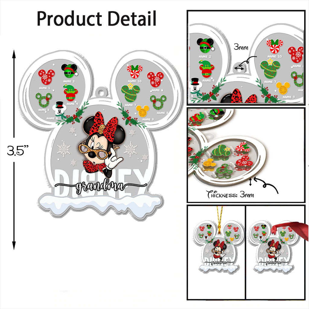 Grandma Mouse - Personalized Christmas Transparent Ornament