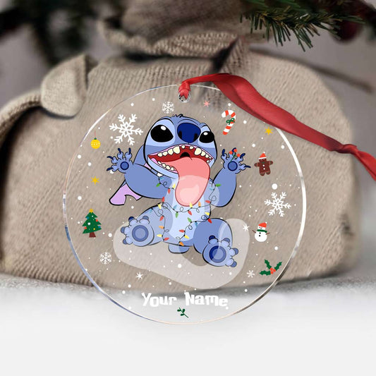 Ohana Christmas - Personalized Christmas Ohana Transparent Ornament