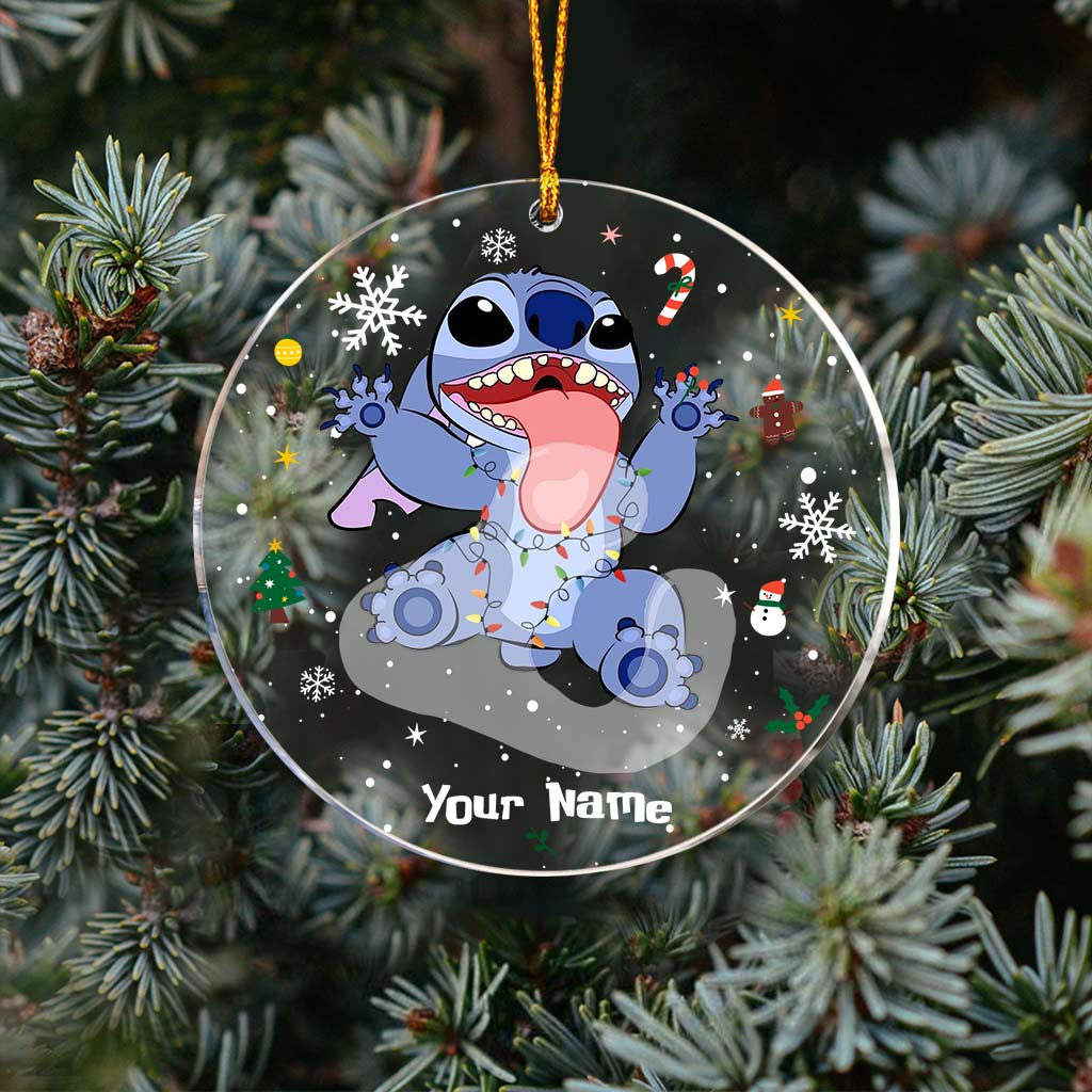 Ohana Christmas - Personalized Christmas Ohana Transparent Ornament