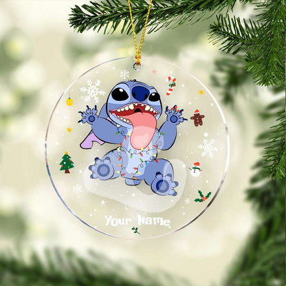 Ohana Christmas - Personalized Christmas Ohana Transparent Ornament