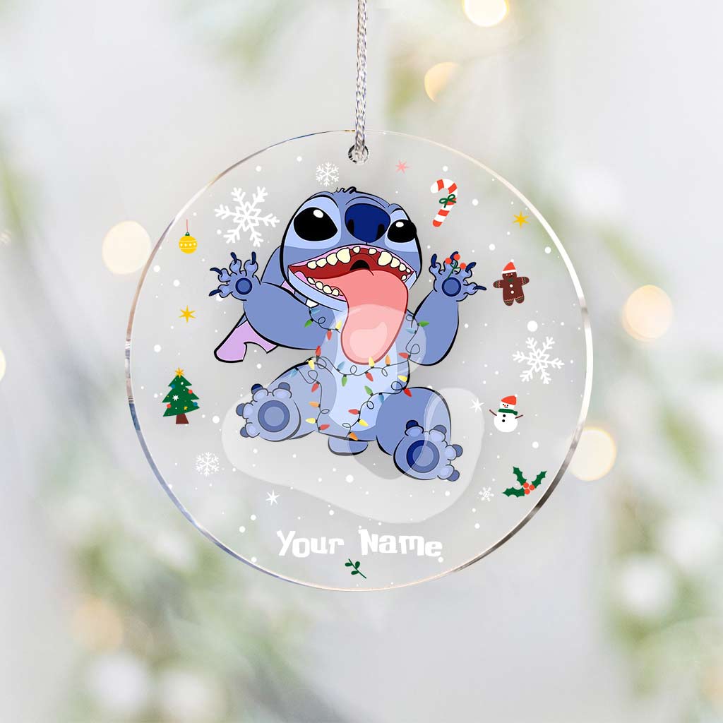 Ohana Christmas - Personalized Christmas Ohana Transparent Ornament