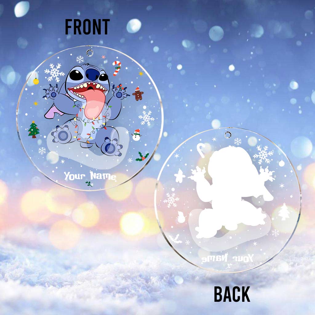 Ohana Christmas - Personalized Christmas Ohana Transparent Ornament