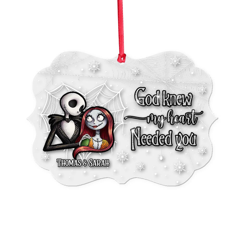 God Knew My Heart Needed You - Personalized Christmas Nightmare Transparent Ornament