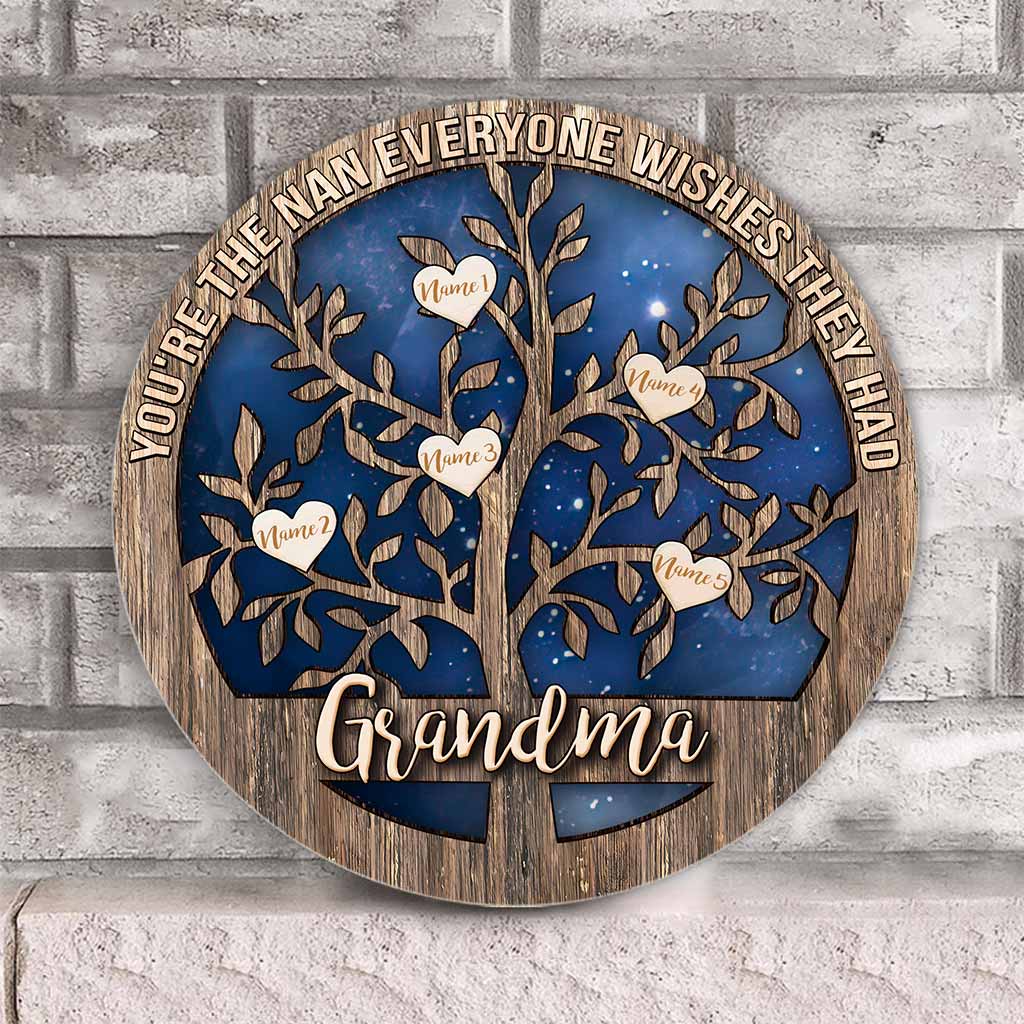 We're As Lucky As Can Be - Personalized Mother's Day Grandma Round Wood Sign