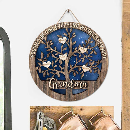 We're As Lucky As Can Be - Personalized Mother's Day Grandma Round Wood Sign