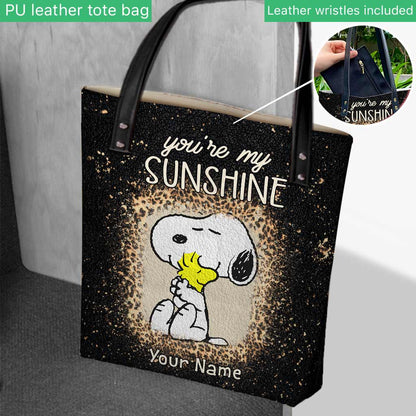 You Are My Sunshine Lovely White Pup - Personalized Tote Bag