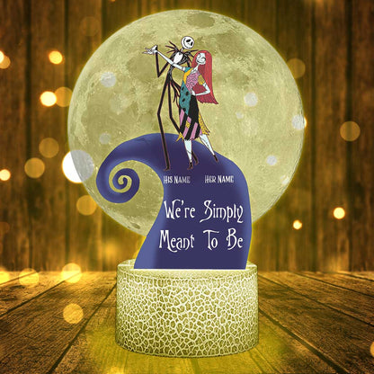 We're Simply Meant To Be - Personalized Couple Nightmare Shaped Plaque Light Base