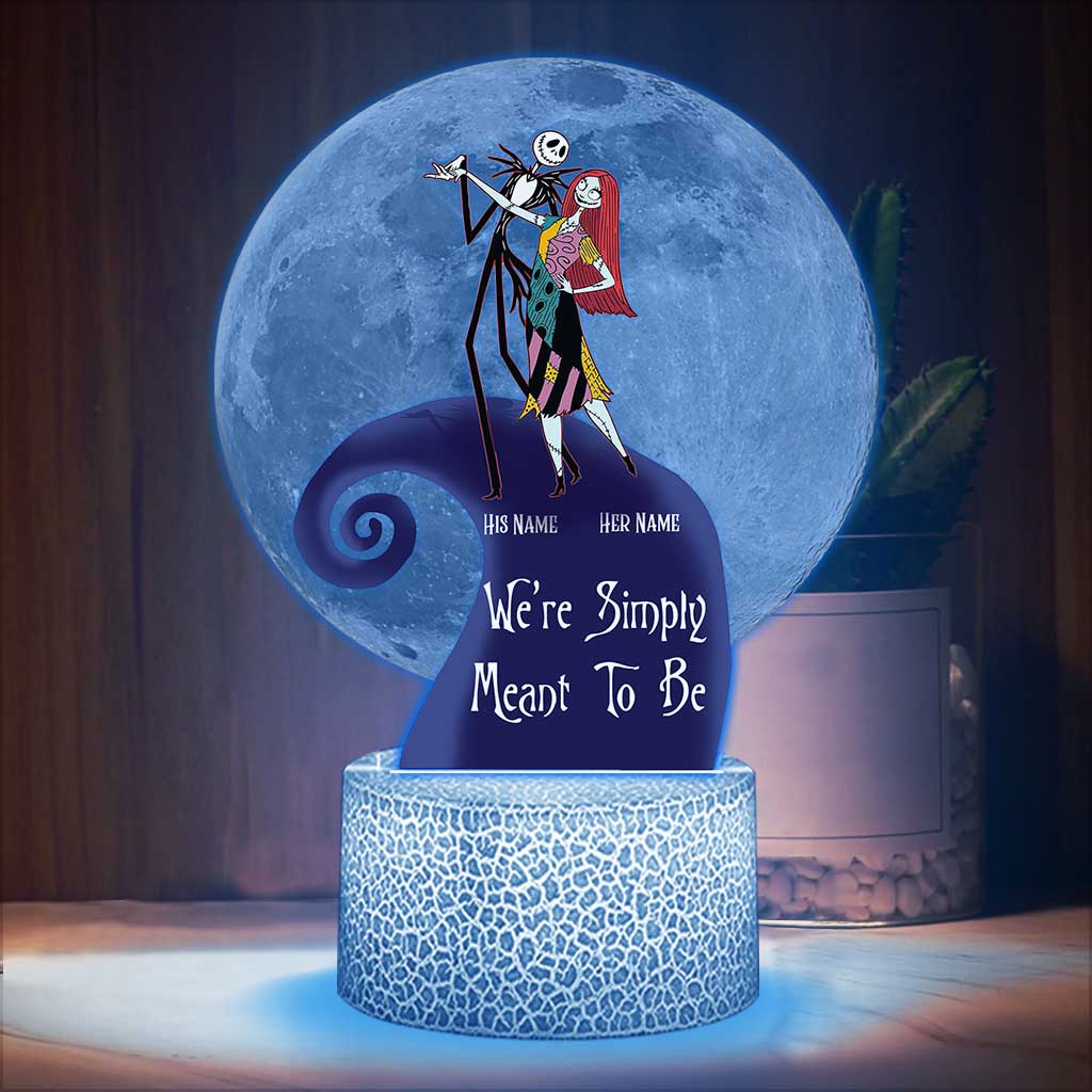 We're Simply Meant To Be - Personalized Couple Nightmare Shaped Plaque Light Base